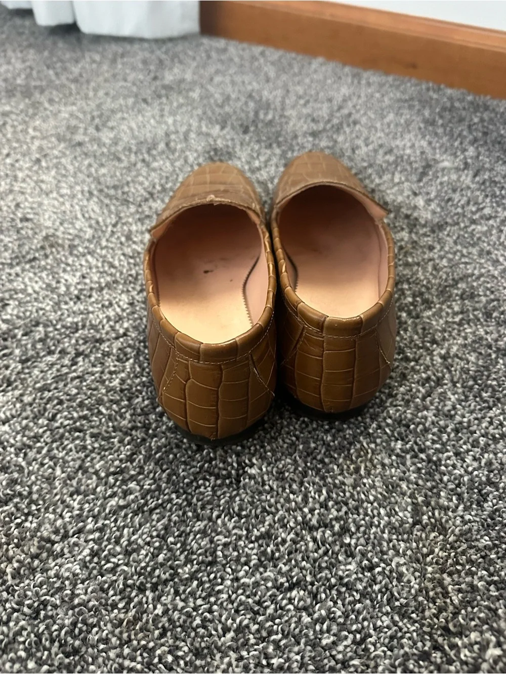 J. Crew Cognac Croc-Embossed Leather Slip-On Loafers